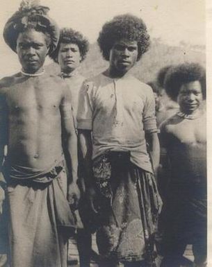 Group of Papuan men, Port Moresby, Papua New Guinea.