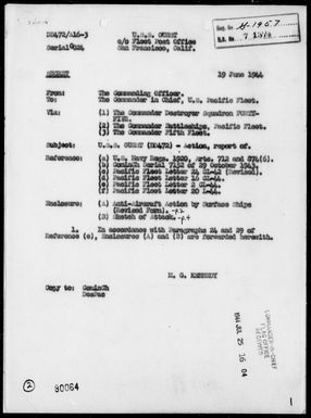 USS GUEST - AA Act Rep, 6/19/44, West of Guam Island, Marianas