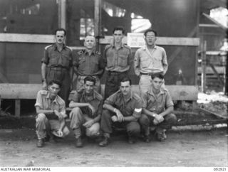 BOUGAINVILLE. 1945-06-08. A GROUP OF ALLIED TRANSLATOR AND INTERPRETER SECTION LANGUAGE DEPARTMENT, SOUTH WEST PACIFIC AREA, ATTACHED 2 CORPS. IDENTIFIED PERSONNEL ARE:- STAFF SERGEANT K. ..