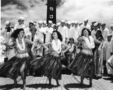 Hula Dancers Entertain USS Manchester Crew