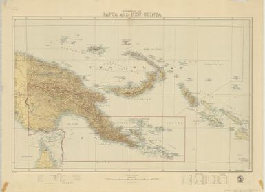 Territory of Papua and New Guinea (version 2: district boundaries in green, Papua boundary in red)