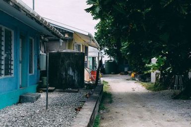 Side of houses, Fakaofo, Tokelau