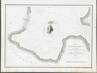 Voyage de la corvette l'Astrolabe : exécuté par ordre du roi, pendant les annees 1826, 1827, 1828, 1829, sous le commandement de M. J. Dumont D'Urville, capitaine de vaisseau.: Plan de la baie Manevai (Iles Vanikoro)