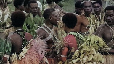 Sing-sing in Lae includes conch shell band and various tribal dance routines