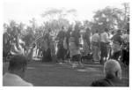 Beginning of group dragging on puaka toho. (Puaka toho on vaka -'sledge' visible).