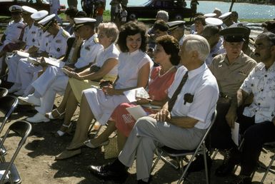 Distinguished guests in attendance at the Congressional Medal of Honor Monument dedication ceremony. The monument was erected to honor four Marines for their heroism during World War II. They are Captain Louis Wilson Jr., Private First Class (PFC) Leonard Mason, PFC Luther Skaggs and PFC Frank Witek