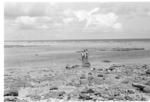 Wading back to the village across Te Ahaga after pole fishing on the reef.