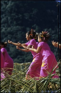 American Samoan school children dancing at Utulei during the 10th Festival of Pacific Arts, Pago Pago, American Samoa