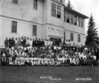 Children and teachers outside of the public school, Hammond Lumber Company, Mill City, Oregon, between 1912 and 1934