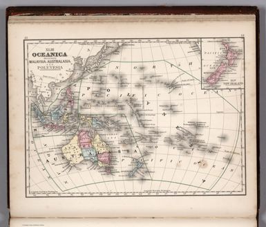 Oceanica including Malaysia, Australia and Polynesia. (to accompany) Mitchell's New Reference Atlas for the Use of Colleges, Libraries, Families and Counting Houses. Philadelphia: Published By E.H. Butler & Co. 1865. (inset) New Zealand.