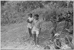 Church service in Kwiop: Solomon Islander Anglican mission workers with crowd of Kwiop people