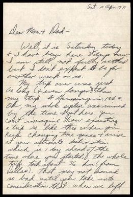 [Letter From Donald F. Baker to His Parents, April 10, 1971]