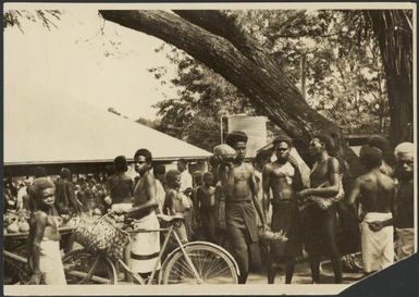 Boy with bicycle at the Boong market, Rabaul, New Guinea, 1929 / Sarah Chinnery