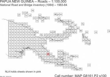 Papua New Guinea 1:100 000 : topographic survey / Inventory overprint produced by Department of Works and Supply, Survey Section from information supplied by Roads and Bridges Branch D.W.S. 1983/84 ; base map produced by the Royal Australian Survey Corps under the direction of the Chief of the General Staff