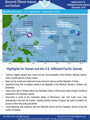 Highlights for Hawaii and the U.S affiliated Pacific Islands - Outlook quarterly climate impacts