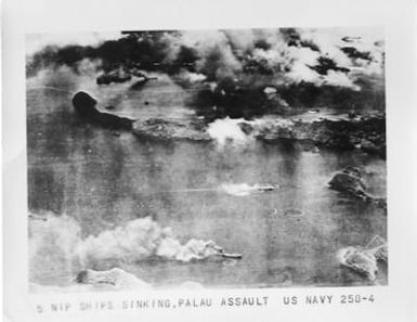 Five Japanese ships sinking