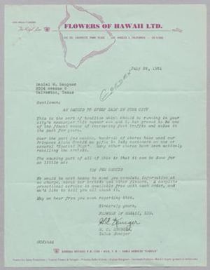 [Letter from Flowers of Hawaii, Ltd., July 26, 1951]