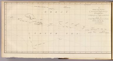 A chart of the islands discover'd in the neighbourhood of Otaheite, in the course of several voyages round the world made by the cap(tai)ns Byron, Wallis, Carteret & Cooke in the years 1765, 1767, 1769. Whitchurch sculp., Pleasant Row, Islington. (London: printed for W. Strahan; and T. Cadell in the Strand, MDCCLXXIII).