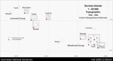 Society Islands INDEX (French Polynesia), 1:40 000, Topographic, 1955-1958