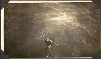 Maurice Yonge swimming in the water, Samoa, 1929