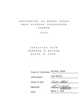 Oral History Interview with Charles O. Wilson, March 8, 1998