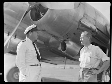 Qantas Captain W Forgan-Smith and Mr P Henry, Rabaul, Papua New Guinea