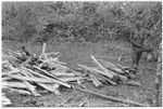 Woman chopping firewood