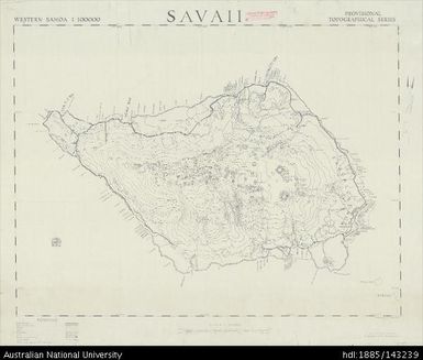 Samoa, Savaii, Provisional Topographical, 1957, 1:100 000