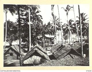 MILNE BAY, NEW GUINEA. 1944-05-16. THE CAMP SITE AND SLEEPING QUARTERS OF THE 1ST WATER TRANSPORT GROUP, AUSTRALIAN ELECTRICAL AND MECHANICAL ENGINEERS