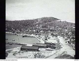 PORT MORESBY, PAPUA. 1932-09-17. ELEVATED VIEW ALONG THE BEACHFRONT. (NAVAL HISTORICAL COLLECTION)