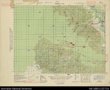 Papua New Guinea, Northeast New Guinea, Obulu - overprint, 1 Inch series, Sheet B55/5, 3615, 1943, 1:63 360