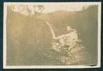 View of reserve water just above power house, Bulolo Gold Dredging mine, Bulolo, New Guinea, c1932 to 1933