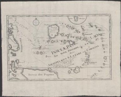 Insulae Palaos seu Novae Philippinae 87, alias Archipelagus S. Lazari vel Carolinae / e literis R.P. Pauli Klain è Soc: Iesuè Prov. Bohemiae in Philippinis Insulis Missionaris et Theol: Professoris Mailae ; ac ex itinerario illustris viri Don Francisci Padilla