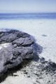 French Polynesia, volcanic rock on shoreline of Bora Bora