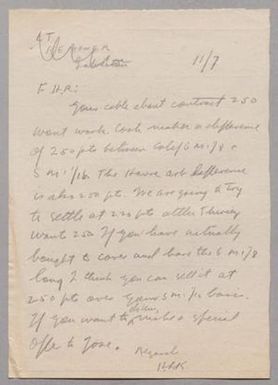 [Note from Harris Leon Kempner to Fred H. Rayner, November 7, 1956]