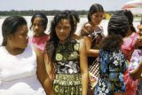 Federated States of Micronesia, young women at airport on Pohnpei Island
