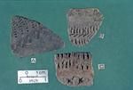 Comb incising with modelled applique ridge; tool impressed; buttressed rim with gash incised decoration