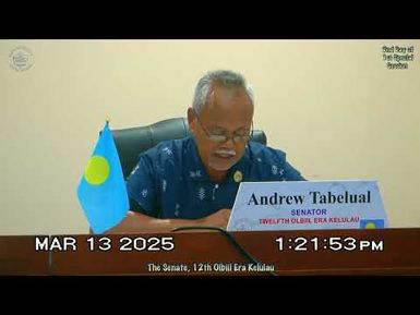 Palau National Congress | 12th OEK, The Senate 2nd Day of 1st Special Session