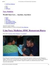 I Am Navy Medicine: HMC Romanram Biares