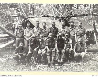 FORTIFICATION POINT, NEW GUINEA, 1944-03-15. MEMBERS OF THE 32ND FIELD SECURITY SECTION, INTELLIGENCE CORPS. IDENTIFIED PERSONNEL ARE: SX17178 LANCE-CORPORAL C. BROWN (1); SX16375 LANCE-CORPORAL ..