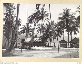 PALMALMAL, JACQUINOT BAY, NEW BRITAIN, 1945-08-27. THE GENERAL OFFICER COMMANDING'S AREA AT HEADQUARTERS 11 DIVISION, LOOKING OUT TOWARDS THE BAY