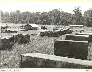 LAE, NEW GUINEA. 1944-03-30. A SECTION OF THE VEHICLE PARK AT THE 103RD FIELD AMMUNITION DEPOT