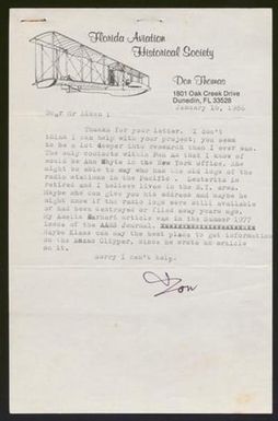[Letter from Don Thomas to David Aiken, January 16, 1986]