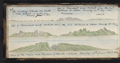 [Views of Tahiti and outlying islands from the Harpley]