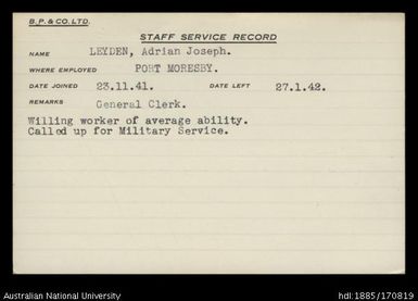 Leyden, Adrian Joseph