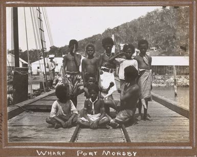Boys on the wharf, Port Moresby, 1914