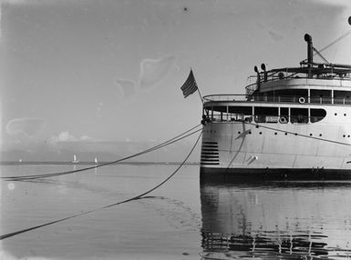 [Mariposa, passenger liner of the Matson Line, at mooring]