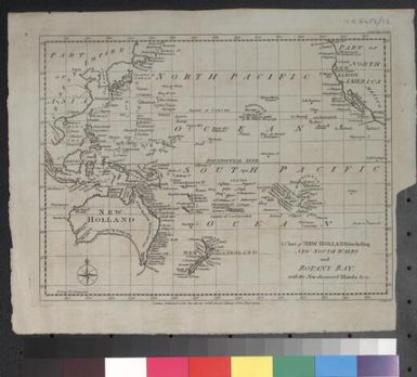 A chart of New Holland including New South Wales and Botany Bay with the new discover'd islands &ca. J. Lodge sc