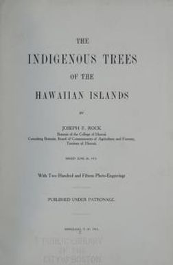 The indigenous trees of the Hawaiian Islands