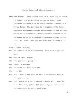 Oral History Interview with Morris Hibbs, August 29, 2014